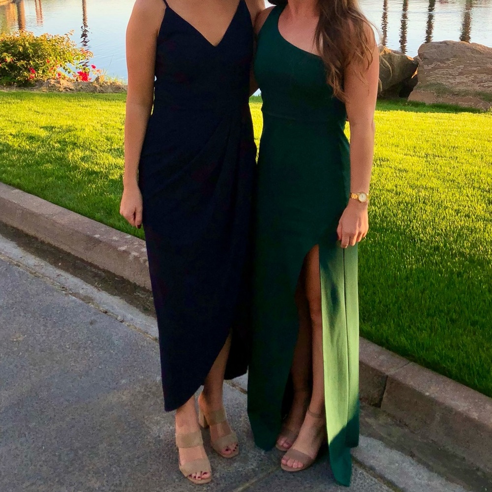 Lulus One Shoulder Green Maxi Dress